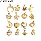 Small Love Pendant Star Moon Charms Micro Zircon Plated Pendant