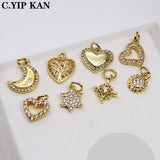 Small Love Pendant Star Moon Charms Micro Zircon Plated Pendant