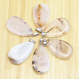 Natural Stone Chalcedony Agates Pendants Drop Shape Necklace