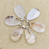 Natural Stone Chalcedony Agates Pendants Drop Shape Necklace