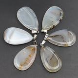 Natural Stone Chalcedony Agates Pendants Drop Shape Necklace