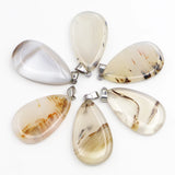 Natural Stone Chalcedony Agates Pendants Drop Shape Necklace