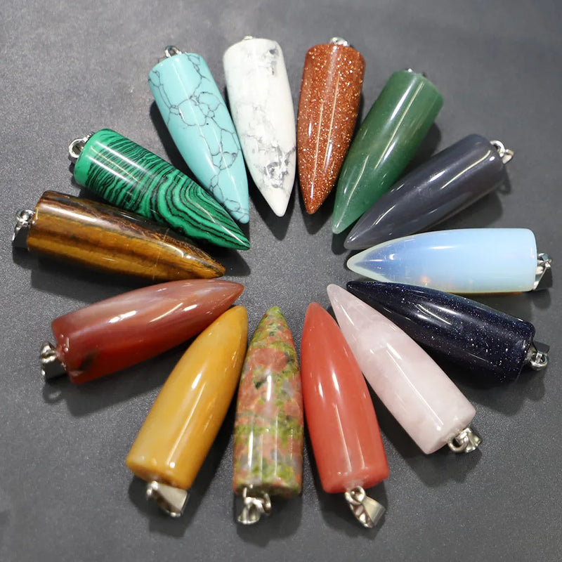 Rose Quartz Crystal Bullet Necklace Pendant 8Pcs