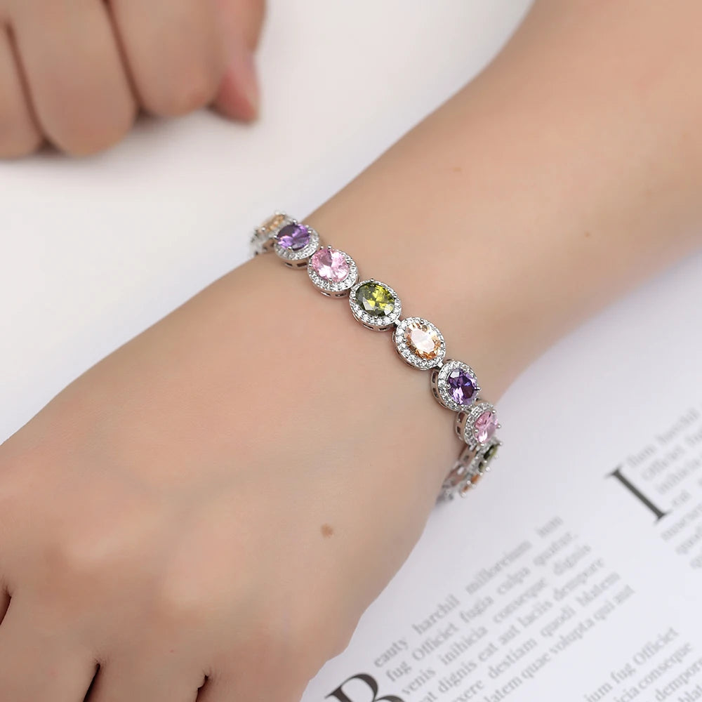 Charming Zirconia Bracelet Multicolors Choice Women Noble Jewelry