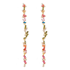 Colorful Long Earrings with Cubic Zircon - Wedding Gift