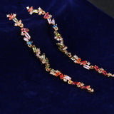 Colorful Long Earrings with Cubic Zircon - Wedding Gift