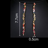 Colorful Long Earrings with Cubic Zircon - Wedding Gift