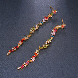 Colorful Long Earrings with Cubic Zircon - Wedding Gift