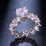 Female Noble Bridal Wedding Party Ring 3 Color Choices with Zirconia Jewelry