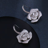 Silver Plated Flower Zirconia Earrings