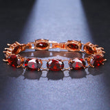 Egg-Shape Red Zirconia Bracelet - Classic Style Wedding Party Jewelry