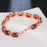 Egg-Shape Red Zirconia Bracelet - Classic Style Wedding Party Jewelry