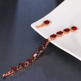 Egg-Shape Red Zirconia Bracelet - Classic Style Wedding Party Jewelry