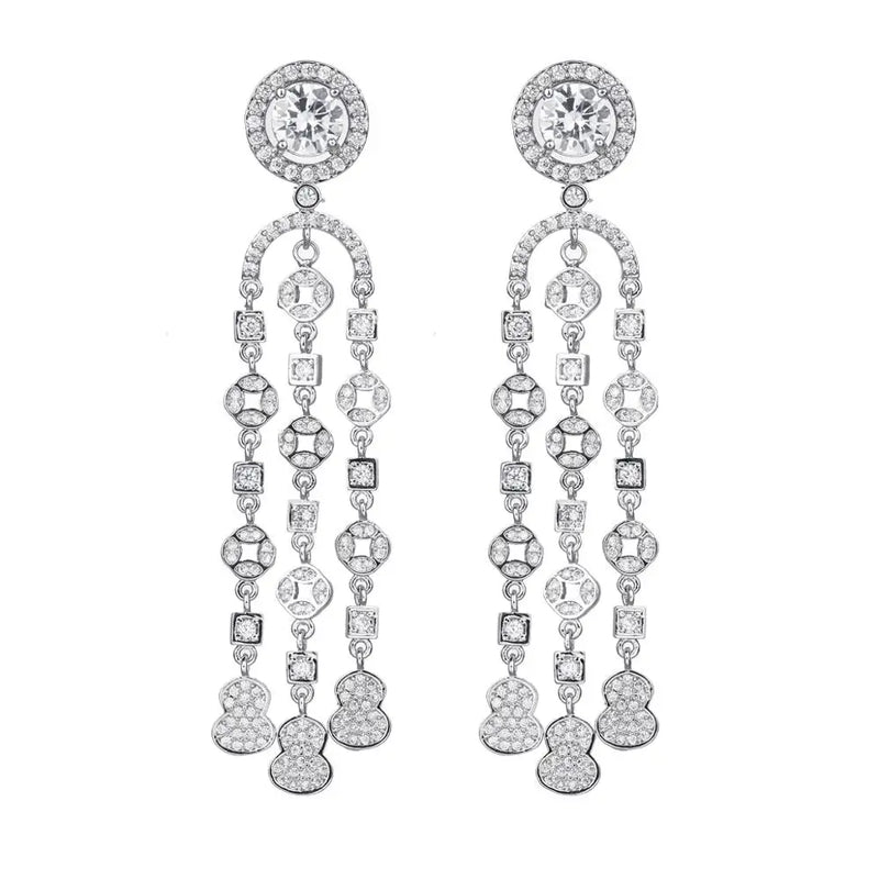Copper Appearance Long Earring for Wedding Party