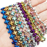 Bevel Jesus Cross Hematite Spacer Beads 6 8 10mm Silver Natural Stone Charms