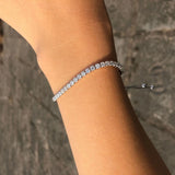 Bezel Set Moissanite Tennis Bracelet 925 Silver Round D VVS1 Adjustable