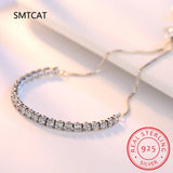Bezel Set Moissanite Tennis Bracelet 925 Silver Round D VVS1 Adjustable
