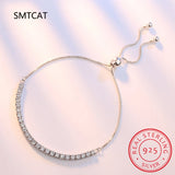 Bezel Set Moissanite Tennis Bracelet 925 Silver Round D VVS1 Adjustable