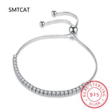Bezel Set Moissanite Tennis Bracelet 925 Silver Round D VVS1 Adjustable