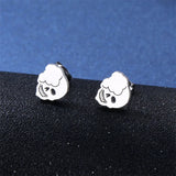 Bff Skull Necklace Earring Set 925 Silver Plated Steel Friends Halloween Jewelry