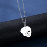 Bff Skull Necklace Earring Set 925 Silver Plated Steel Friends Halloween Jewelry