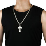 Silver Jesus Cross Pendant Necklace Men Jewelry