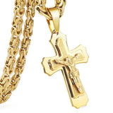 Silver Jesus Cross Pendant Necklace Men Jewelry