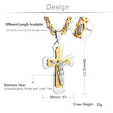 Silver Jesus Cross Pendant Necklace Men Jewelry