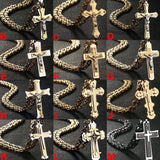 Silver Jesus Cross Pendant Necklace Men Jewelry