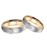 Bicolor Tungsten Carbide Wedding Rings Set for Couples