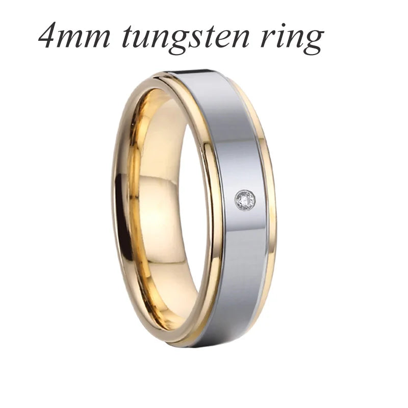 Bicolor Tungsten Carbide Wedding Rings Set for Couples