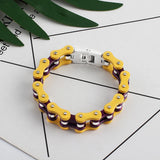 Yellow Purple Biker Chain Bracelet Stainless Steel