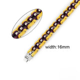 Yellow Purple Biker Chain Bracelet Stainless Steel