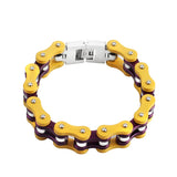 Yellow Purple Biker Chain Bracelet Stainless Steel
