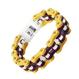 Yellow Purple Biker Chain Bracelet Stainless Steel