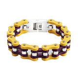 Yellow Purple Biker Chain Bracelet Stainless Steel