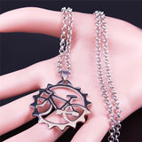 Bicycle Stainless Steel Pendant Necklace for Men Women