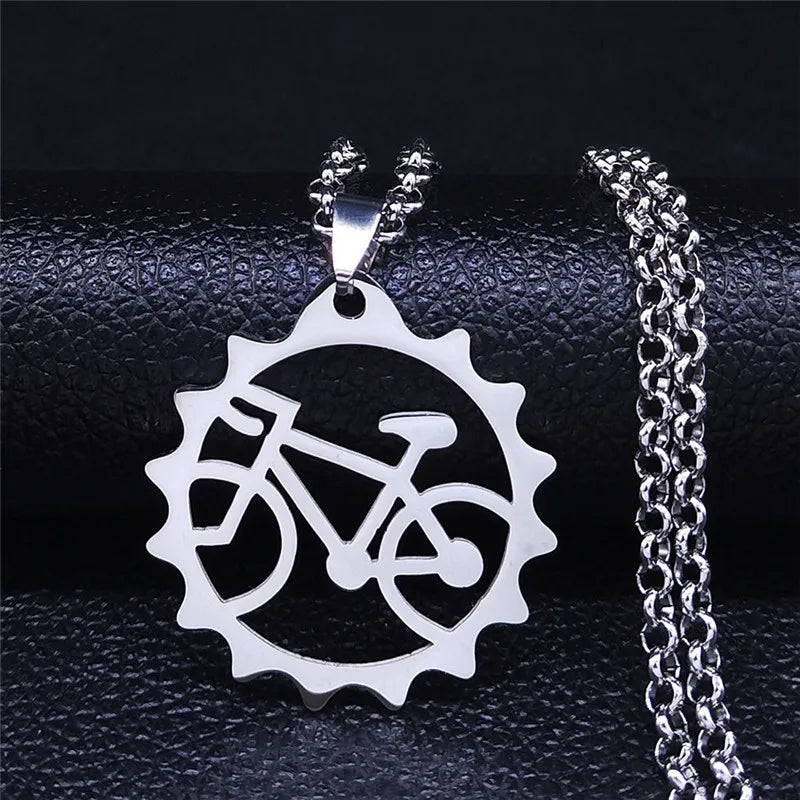 Bicycle Stainless Steel Pendant Necklace for Men Women