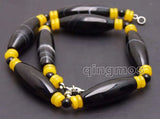 10*42mm Olivary Beads & 2*6mm Yellow Rondelle Beads 17'' Necklace