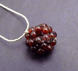 Brown Natural Garnet Weaving Ball Pendant Necklace
