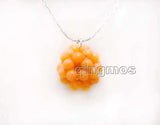 Orange Natural Coral Round Ball Pendant Necklace