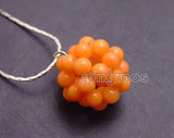 Orange Natural Coral Round Ball Pendant Necklace
