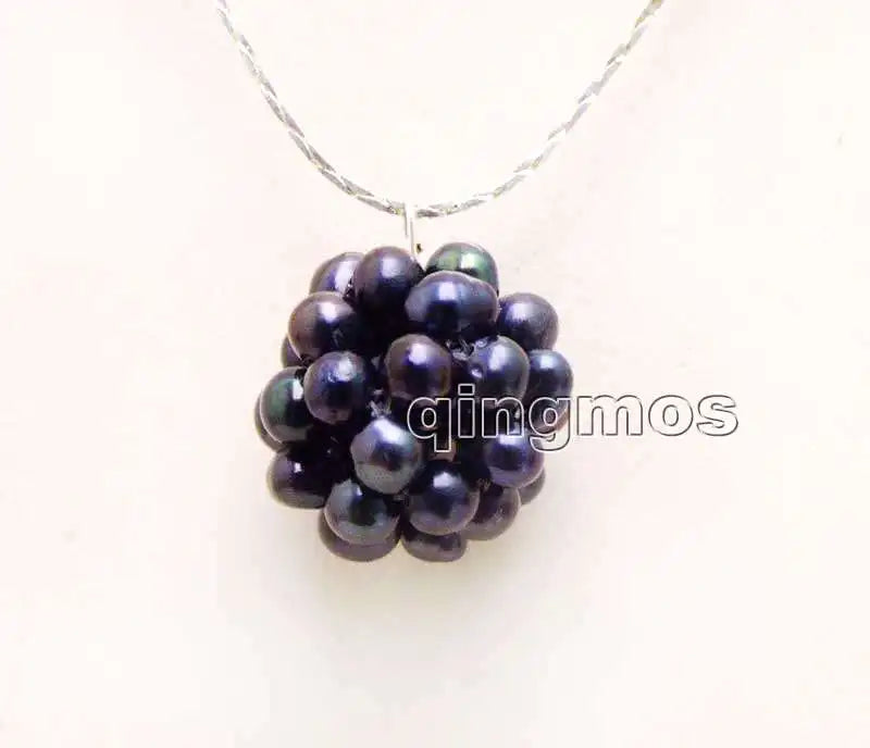 Natural Pearl Handwork Weaving Round Ball Pendant Necklace