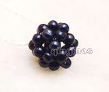 Natural Pearl Handwork Weaving Round Ball Pendant Necklace