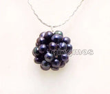 Natural Pearl Handwork Weaving Round Ball Pendant Necklace