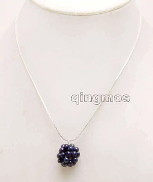 Natural Pearl Handwork Weaving Round Ball Pendant Necklace