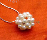 Natural Pearl Weaving Round Ball Pendant Silver Chain Necklace