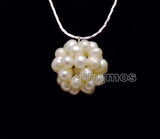 Natural Pearl Weaving Round Ball Pendant Silver Chain Necklace