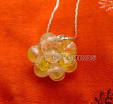 Yellow Natural Crystal Weaving Ball Pendant Necklace
