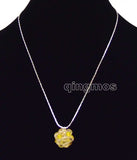 Yellow Natural Crystal Weaving Ball Pendant Necklace